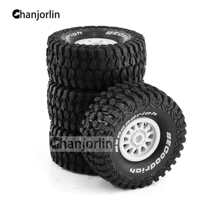 1/7 RC Short Course Truck Tires with Foam Insert and Wheels 17mm Hex OD 135mm 1/8 All Terrain Off Road Tyres for 1:7 RC Buggy Monster Truck Car TRAXXAS UDR 85086-4 4PCS (White) - color: White