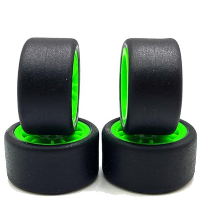 4PCS Finished Flat Running Drift Tires and Wheels 7MM Hexagon for 1/24 Losi Micro B Upgrades and 1/28 Losi Micro T Upgrades (T Green) - color: T Green