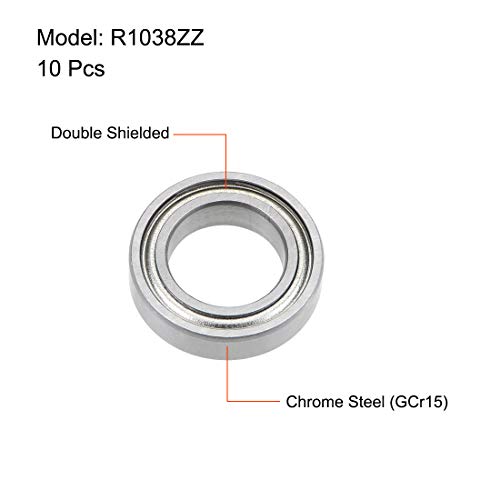 uxcell R1038ZZ Deep Groove Ball Bearing 3/8-inchx5/8-inchx5/32-inch Shielded Z2 Lever Bearings 10pcs - size: 3/8"x5/8"x5/32"