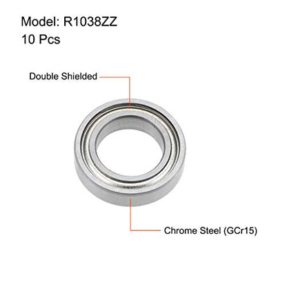 uxcell R1038ZZ Deep Groove Ball Bearing 3/8-inchx5/8-inchx5/32-inch Shielded Z2 Lever Bearings 10pcs - size: 3/8"x5/8"x5/32"