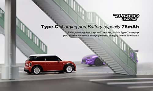 1:76 Turbo Racing Scale RC Sport Car, Table Racing Remote Control Mini Model Car Full Proportional RTR Kit Toys (Baoma mini-red) - color: Baoma Mini-red