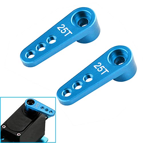 3PCS Metal 25T Servo Horn M3 Threads Steering Arm Server Rocker Adapter Compatible with Savox Power HD HSP Servos Motor 1/8 1/10 RC Car Truck,Blue