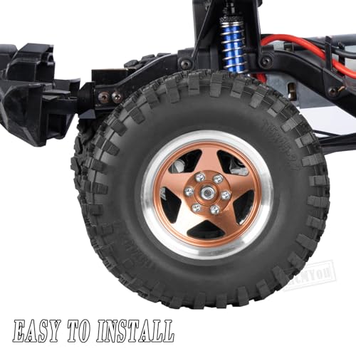 Rc 2.2 Wheel Rims Tires Wheels for 1/10 TRX4 TRX6 SCX10 SCX10 II SCX10 III 90046 D90 VS4-10 Gen8 MST CFX RC Crawler Car,Aluminum RC 2.2 Beadlock Wheel,Bronze - color: Bronze - (Rc 2.2in Wheel)