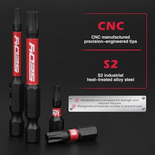 25-Piece Torx Bit Set, 1''&2.5'' Security Tamper Proof Torx Impact Screwdriver Bits, T5-T40 CNC Machined Magnetic Tips, S2 Steel Star Bit, High Torque Strength Precision Tools with Storage Box - style: 25 PCS 1" & 2.5" Torx