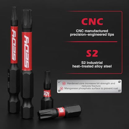 25-Piece Torx Bit Set, 1''&2.5'' Security Tamper Proof Torx Impact Screwdriver Bits, T5-T40 CNC Machined Magnetic Tips, S2 Steel Star Bit, High Torque Strength Precision Tools with Storage Box - style: 25 PCS 1" & 2.5" Torx