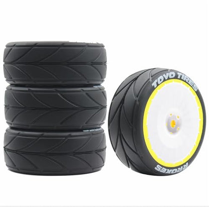 65mm 4PCS 1/10 RC On-Road tires and Hard Plastic wheels set Hex 12mm For WRC Drift Car Conversion 1/10 RC On-Road Car Traxxas Tamiya FW06 TT02 HPI HSP 94122 Kyosho W36 (Yellow) - color: Yellow