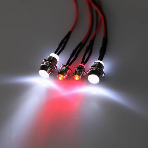 8 LED Light Set LED Headlight for 1:10 Scale RC Car,4 White Headlights & 4 Red Taillight Kit