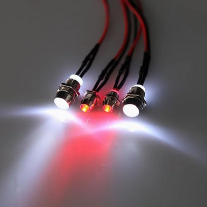 8 LED Light Set LED Headlight for 1:10 Scale RC Car,4 White Headlights & 4 Red Taillight Kit
