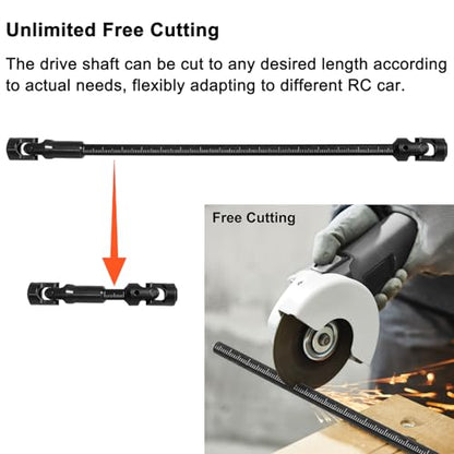 LRFHL 1/10 Crawler Driveshaft Stainless Steel, 68-229mm, Black | SCX10 Drive Shaft for 1/10 RC Crawler LCG Rigs Sportys Scalers Capra SCX10 Pro - color: Black