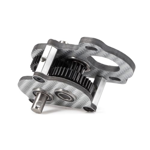 Performance Carbon Fiber Portal Transmission Gearbox for 1/10 RC Crawlers | 3:1 Gear Ratio, 36T 48P Spur Gear, White Carbon Case, Titanium Output Shafts, with Aluminum Axial 3 Gear Adapter Plate