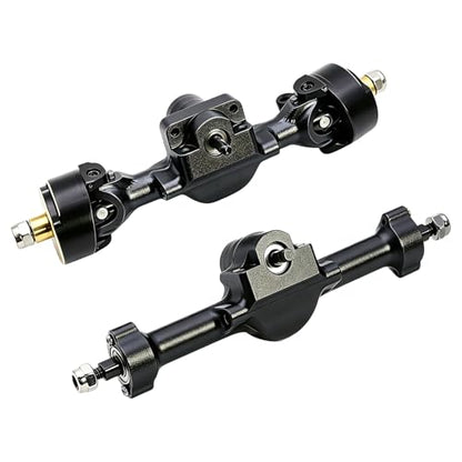 Aluminum Front Rear Axles Set Assembly with Steering Link Brass Steering Knuckles CVD for Axial SCX30 Bronco Wrangler K10 1/30 RC Crawler Car ﻿ (Black) - color: Black