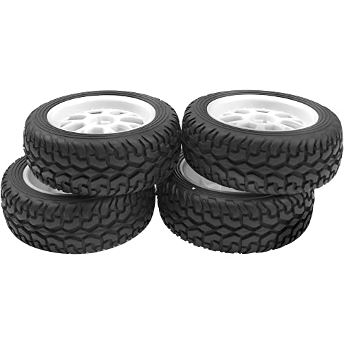 OD 75mm/2.95'' Rubber Tires & Plastic Wheel Rims 12mm Hex Compatible with Traxxas HSP Tamiya HPI Kyosho 1/10 On-Road Touring Racing Car,WLtoys 1/14 144001 RC Buggy (7-Spoke) - style: 7-Spoke