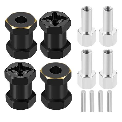 4PCS 12mm Hex Drive Hubs Combiner Coupler Counterweight Brass Extended Hex Wheel Hubs 17mm/20mm/25mm Thick Wheel Spacers Offsets Adapter for 1/10 SCX10 90046 D90 RC Crawler Car Upgrades (17mm) - color: 17mm