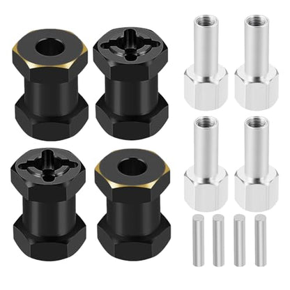 4PCS 12mm Hex Drive Hubs Combiner Coupler Counterweight Brass Extended Hex Wheel Hubs 17mm/20mm/25mm Thick Wheel Spacers Offsets Adapter for 1/10 SCX10 90046 D90 RC Crawler Car Upgrades (17mm) - color: 17mm