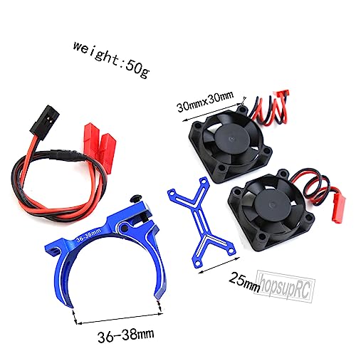 3660 540 550 Motor Cooling Fan with 36-38mm Adjustable Mount Upgrades Part for 1/10 Slash SCX10 TRX4,Aluminum High Speed Cooling Dual Fans 20000 RPM Heatsink Hops Up,Navy Blue - color: Navy Blue/36-38mm