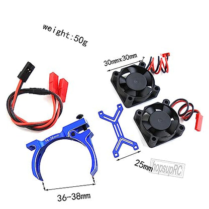 3660 540 550 Motor Cooling Fan with 36-38mm Adjustable Mount Upgrades Part for 1/10 Slash SCX10 TRX4,Aluminum High Speed Cooling Dual Fans 20000 RPM Heatsink Hops Up,Navy Blue - color: Navy Blue/36-38mm