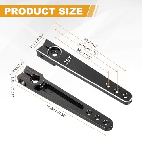 MECCANIXITY Aluminum Alloy 2 inch 25T Steering Servo Arm Horn Black for Car/Boat/Airplane Boat Accessories Pack of 3 - color: Black