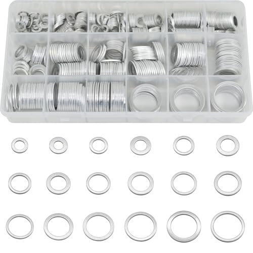 540pcs Oil Drain Plug Gaskets Oil Crush Washers Aluminum Flat Washers Automotive Engine Washers Assortment Kit (M6 M8 M10 M12 M14 M16 M18 M20 M22 M24)