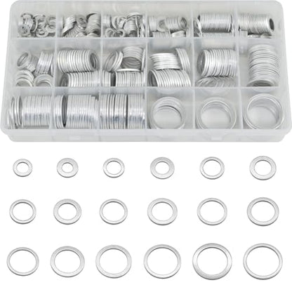 540pcs Oil Drain Plug Gaskets Oil Crush Washers Aluminum Flat Washers Automotive Engine Washers Assortment Kit (M6 M8 M10 M12 M14 M16 M18 M20 M22 M24)