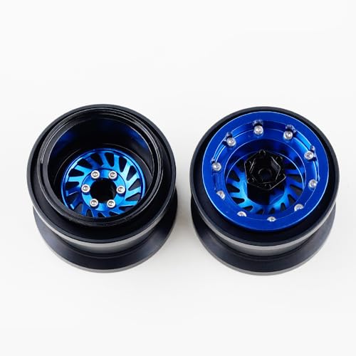 DJX TRX4MT Wheel Rims Aluminum Deep Dish Wheels for 1/18 Traxxas TRX-4MT F-150 K10 RC Monster Truck Upgrade Parts(Blue) - color: Blue