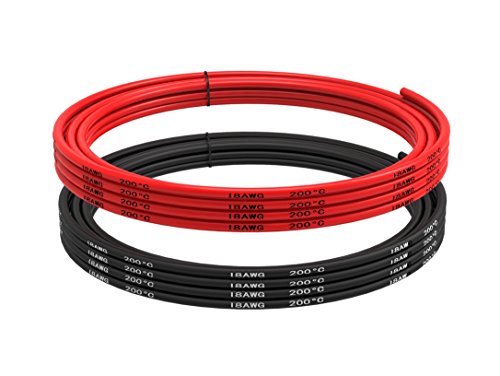 TUOFENG 18 AWG Silicone Wire Kit - 10ft | 5ft Black/Red, Hook Up Cable - size: 18 AWG Silicone Wire 2 Colors 5ft Each