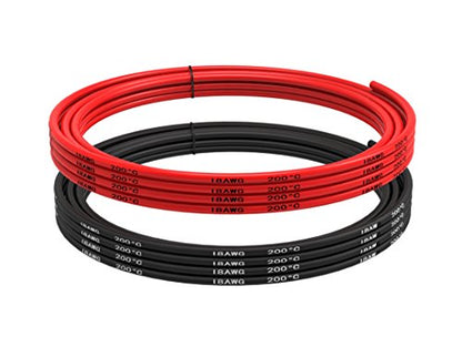 TUOFENG 18 AWG Silicone Wire Kit - 10ft | 5ft Black/Red, Hook Up Cable - size: 18 AWG Silicone Wire 2 Colors 5ft Each