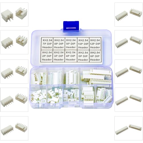 JST Connector Kit, XH2.5 DIP Header Jst 2.54mm Pitch IC Socket Plugs Adapter JST Connector Kit 75Pcs, JST-XH 2/3/4/5/6/7/8/9/10/12Pin DIP Header Through Hole Vertical Header (XH2.5-DIP-Ver) - size: JST-2.5MM-XH-DIP-Vertical Header