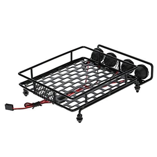 misppro 1/10 RC Climbing Car Accs Roof Rack Luggage Carrier W LED Light Bar