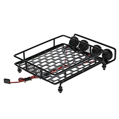 misppro 1/10 RC Climbing Car Accs Roof Rack Luggage Carrier W LED Light Bar