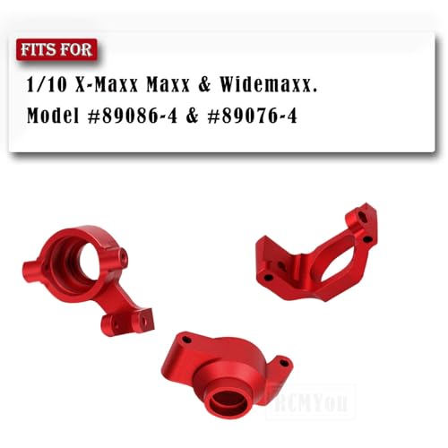 RC Caster Blocks C-hubs&Steering Blocks&Carriers Stub Axle Upgrade Parts for 1/10 Maxx WideMaxx,Aluminum RC Hops Up for Monster Truck Mode #89086-4,#89076-4,Replace #8932,8937,8952 Red