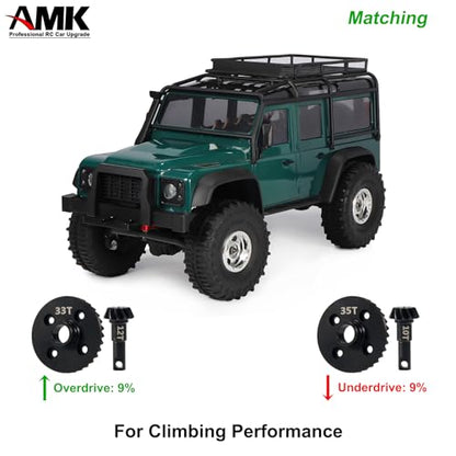 AMK Steel TRX4 Bevel Gear 12T-33T Overdrive 10T-35T Underdrive Differential Gears Ring Pinion Set for 1/10 RC Crawler TRX6 TRX4 Upgrades