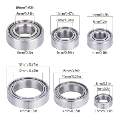21pcs RC Bearing Kit Alloy Steel Ball Bearing Set High-Speed Sealed Bearing Set Compatible with 1/10 Traxxas Slash 4X4 4WD VXL Upgrade Parts DIY