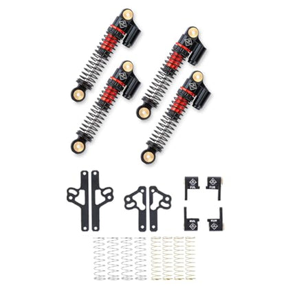 SCX24 Shock Flex Blades With 47MM Oil Filled Shocks Absorber | CNC Aluminum Damper Mount for Axial SCX24 Upgrade Parts 1/24 RC Crawler - color: Black