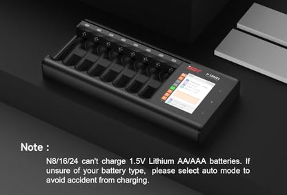 ISDT N Series 16 Bay Smart Battery Charger for AA AAA NiMh/NiCd/NiZn Rechargeable Batteries, Fast Charging Station with Discharging, Analysis and Activation