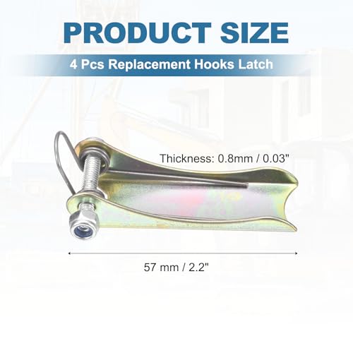uxcell 3T Hook Safety Latch Kit, 4 Pack Thickened Metal Clevis Slip Hook Replacement Latch for Towing Receiver Hitch Truck Trailer, Color Steel (2.2 Inch / 57mm Length, 0.8mm Thinkness) - size: 3T, 2.2" / 57mm
