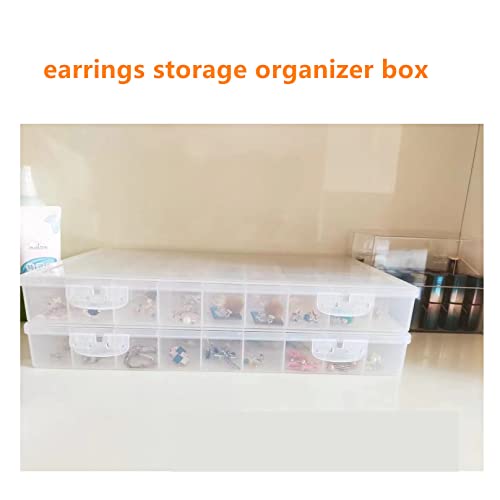 3PCS 36 Grids Large Plastic Organizer Box with Dividers, Compartment Organizer Box for Nail Accessories/Screw/Sewing Arts and Oil Paint, Bead Storage Containers 14.9 Inch x 9.2 Inch x 1.9 Inch (Clear) - size: 3PCS 36Grids