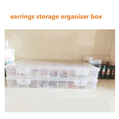 3PCS 36 Grids Large Plastic Organizer Box with Dividers, Compartment Organizer Box for Nail Accessories/Screw/Sewing Arts and Oil Paint, Bead Storage Containers 14.9 Inch x 9.2 Inch x 1.9 Inch (Clear) - size: 3PCS 36Grids