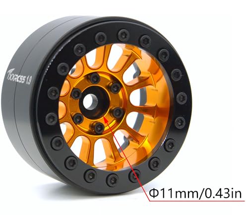 152g Super Heavy Duty RC 1.9 Beadlock Wheels Offsets -6mm Rims Hex 12mm Wheel for TRX4 TRX6 SCX10 Gen8 1/10 RC Crawler Remote Control Car Upgrades Accessories (Gold Black) - color: Gold Black
