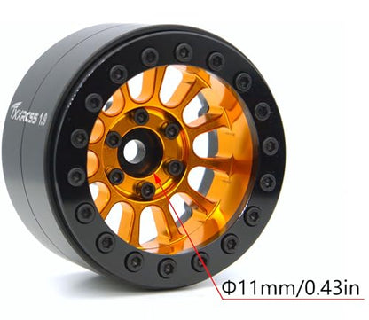 152g Super Heavy Duty RC 1.9 Beadlock Wheels Offsets -6mm Rims Hex 12mm Wheel for TRX4 TRX6 SCX10 Gen8 1/10 RC Crawler Remote Control Car Upgrades Accessories (Gold Black) - color: Gold Black