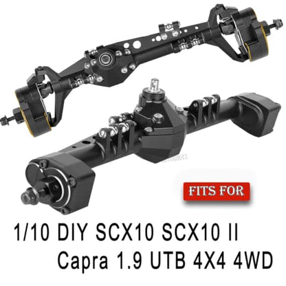 RC Upgrades Part Portal Axles for 1/10 DIY SCX10 SCX10 II,Capra 1.9 UTB 4X4 4WD,RCYouHott 1/10 Capra 1.9 UTB & SCX10 RC Crawler Car Aluminum Front Rear Axle,Black - color: Black-(upgrades Part）
