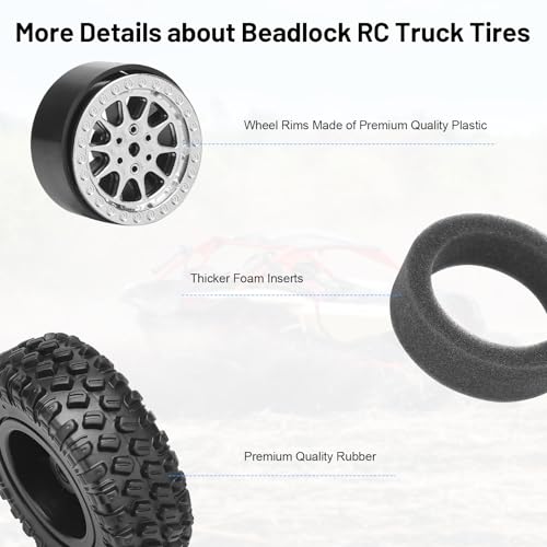 1/12 RC Rubber Tires, daitoku RC Car Tires and Wheels for 1/12 WPL B14 B24 C14 C24 MN D90 D91 D96 D99 - Style C (Silver) - color: Silver