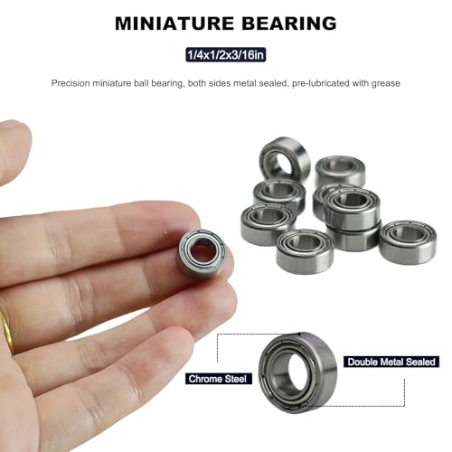 20 PCS R188ZZ Deep Groove Ball Bearings - 1/4 Inch x 1/2 Inch x 3/16 Inch - Both Sides Metal Shielded Chrome Steel Bearings for Small Mechanical Equipment (R188-ZZ) - size: R188ZZ