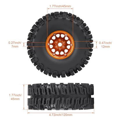 120mm 4.72'' Tall 1.9 Mud Slingers Tires Super Grip and 1.9 Beadlock Wheels Aluminum 1.9 Beadlocks for FCX10 TRX4 Axial SCX10 II UTB18 Capra 4WS Redcat Gen8 Gen7 VS4-10 1/10 RC Crawler Car (Color D) - color: Color D