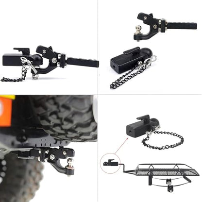 AMK 1/10 Scale RC Trailer Hitch Tow Hook, RC Trailer Hitch Receiver for RC Crawler Redcat GEN 8 Scout II CC01 TF2 TRX4 Axial SCX10 90046 (Complete Set) - color: Complete Set