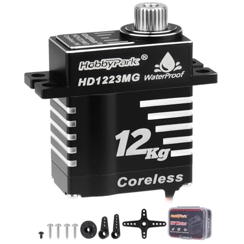 HobbyPark Waterproof 12kg High Torque RC Micro Servo Coreless Motor Metal Gear Digital Servo Aluminum Steering Servo for TRX4M TRX4MT 1/18 Crawler & Shift Servo for TRX4 SCX10 1/10 Airplane 180°