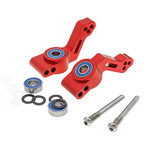 RC Alloy Caster Block&Steering Blocks&Rear Stub Axle Carriers for Traxxas 1/10 2WD Slash, Stampede, Rustler, Nitro Slash-Replaces Part 3736 3632 3752 - color: Red
