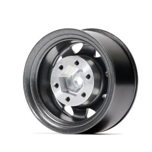 4PCS 1.55 inch Metal Beadlock Wheel Hub RC Car Aluminum Alloy Wheel Rim Compatible with 1/10 RC Crawler Car Model D90 TF2 Tamiya CC01 CC02 LC70 LC80 (Grey) - color: Grey
