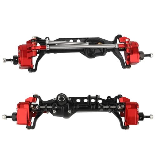 CNC Metal Front and Rear Portal Axles for 1/10 RC Crawler Car Axial SCX10 III AXI03006 AXI03007 Wrangler JL AR45 Axle Upgrade Part (red) - color: Red
