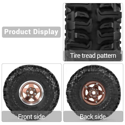 1.9" Pre-Assembled Beadlock Wheels and Tires 118mm (4.65in) for SCX10 TRX4 1/10 RC Crawlers – Aluminum Rims, Soft Rubber Tires with Foam Inserts, Easy-Install Upgrade Parts (Bronze) - color: bronze