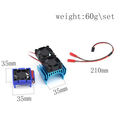 Dual Fan Motor Heatsink and VXL-3s ESC Cooling Fan 3340 for Slash Rustler Stampede Hoss 4X4 VXL RC Cars (Blue, 6 Inches)